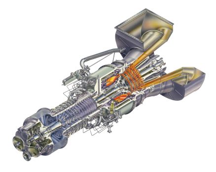 Cutaway Illustration of Gas Turbine